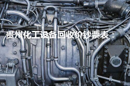 贵州化工设备回收价钞票表：揭秘行业内的惊人买卖价格！